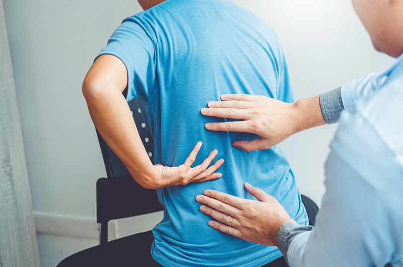 A patient receiving treatment for his sciatica