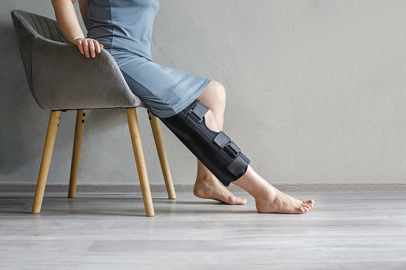 A patient recovering from meniscus surgery