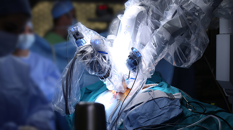 A robotics-assisted knee replacement surgery